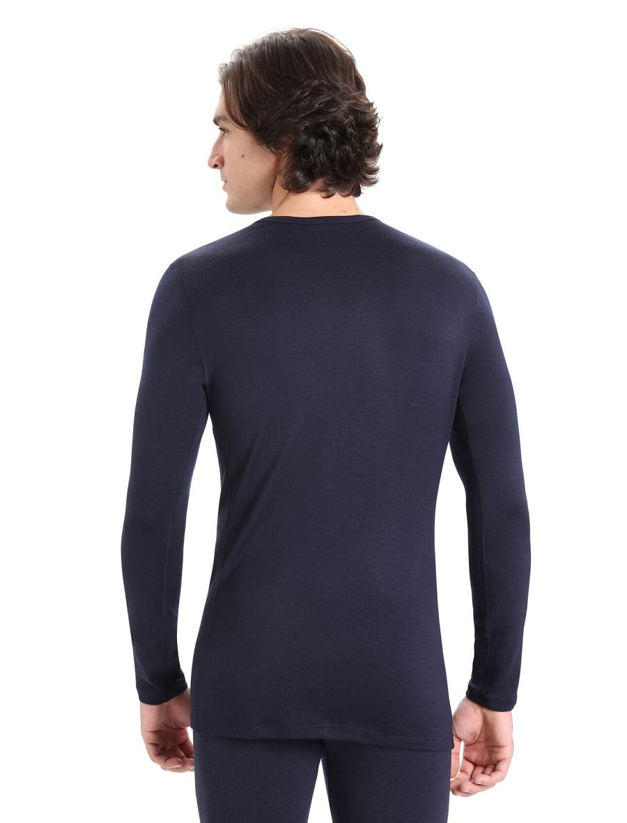 Midnight Navy Icebreaker Merino 260 Tech Long Sleeve Crewe Thermal Top Men's Base Layers | AU 1397VRWD